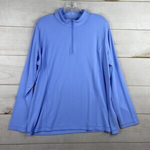 EP Pro Tour Golf Top Womens XL Baby Blue 1/4 Zip Mock Neck Stretch Pullover Top